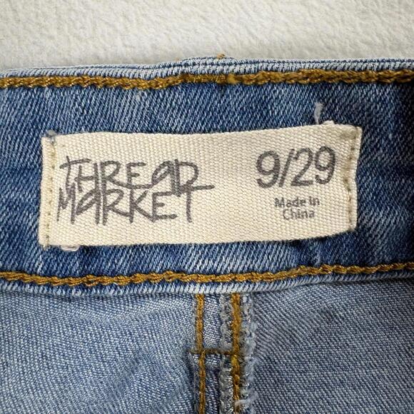 Thread Market Women’s 9/29 Flare Jeans Raw Hem Stretch Denim Blue - Picture 5 of 10